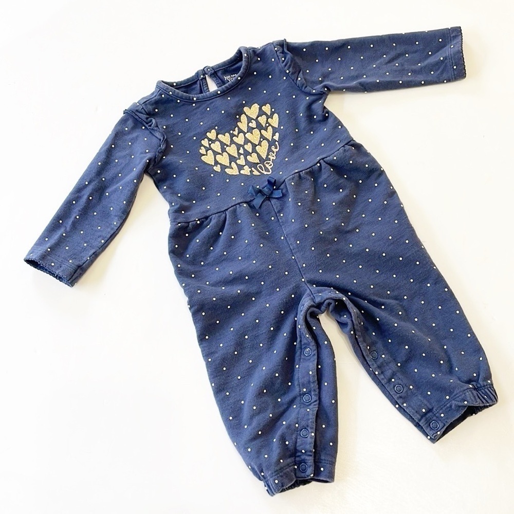 Carter's baby girls polkadot print love jumpsuit